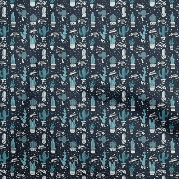 oneOone Polyester Spandex Black Fabric Cactus Sewing Material Print Fabric By The Yard 56 Inch Wide