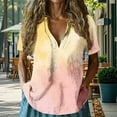 thumbnail image 2 of MEICHEN Womens Gradient Color T Shirts Summer Short Sleeve Loose Hide Belly Tops Casual V Neck Blouse Tees, 2 of 5