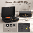 thumbnail image 6 of MAIO Vinyl Record Player, 3-Speed Bluetooth Vintage Turntable, Record Player with Speakers RCA Line Out AUX in Headphone Jack, Black, 6 of 9