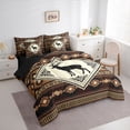 thumbnail image 2 of Manfei Classic Deer Grid 7-Piece Twin Bedding,Brown Check Pine Bedding Comforter Set,Black Reversible, 2 of 7