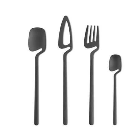 

2Pcs Stainless Polished Set Spoons Dinnerware Kitchen Silverware Accessories Coffee Picnic Party Celebrations Black