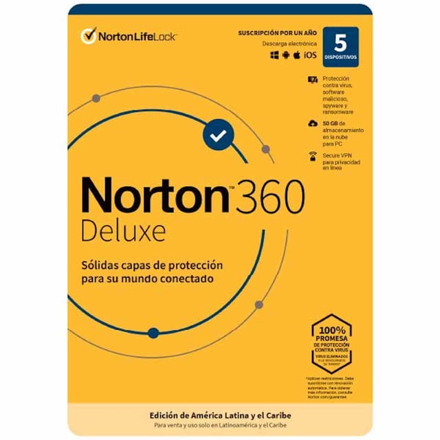 Antivirus Norton LifeLock 360 Deluxe 5 dispositivos