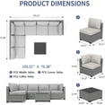 thumbnail image 2 of IdealHouse 7 Pieces Outdoor Patio Furniture Set, Rattan Conversation Set with Coffee Table, Cushioned Sofa, Multi-Piece U-Shaped Design, Modular Family Seating, Grey + Grey, 2 of 7
