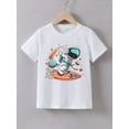 thumbnail image 1 of T-shirt à Col Rond Imprimé Fusée Astronaute pour Garçons, Haut à Manches Courtes Décontracté, Vêtements d'Été pour Usage Quotidien, 1 of 6