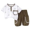 thumbnail image 1 of Girls Spring Outfits Two Piece Summer Set Lightweight Short Sleeve with Minimalist Design Toddler Boy Clothes Green 3-4 Years, 1 of 4