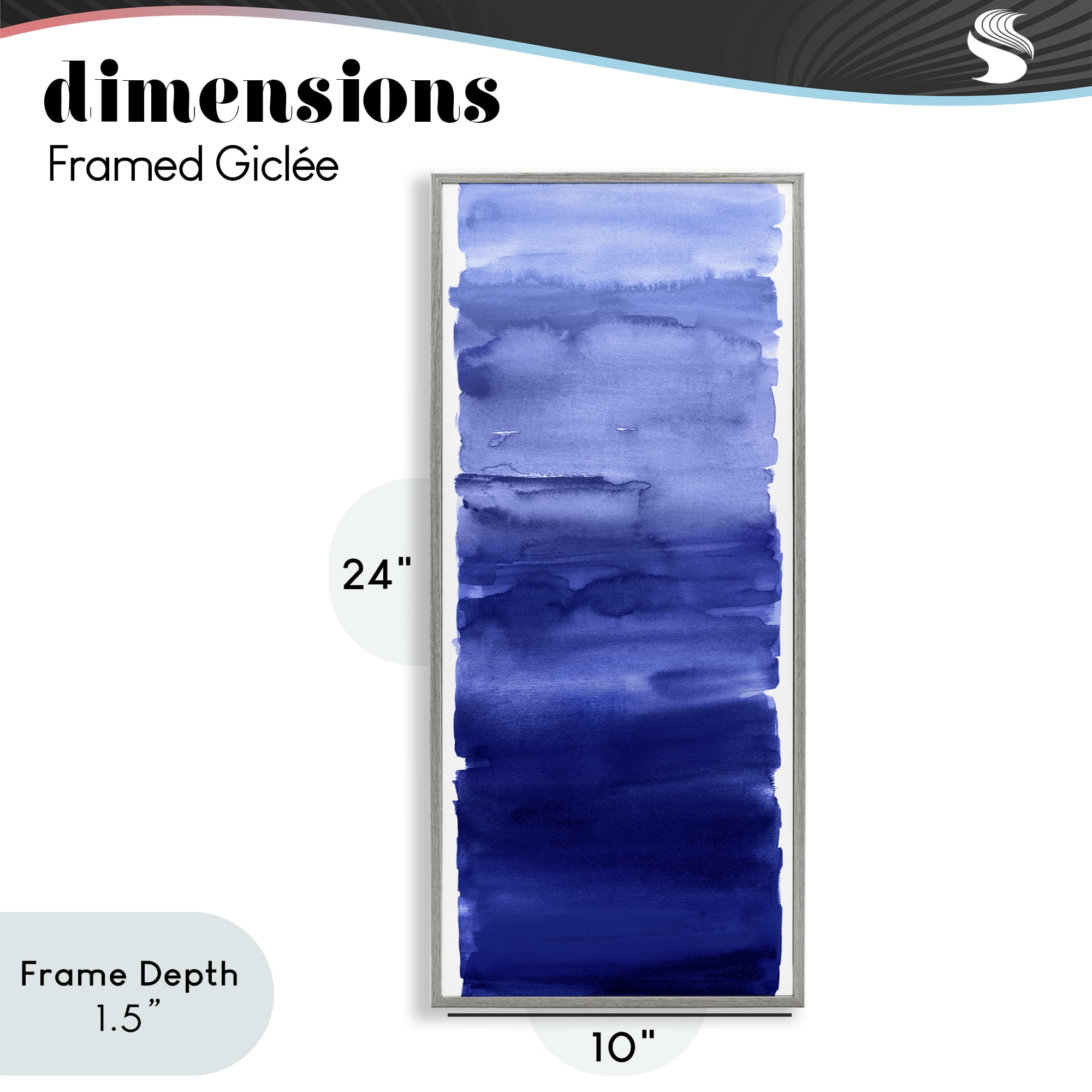 Stupell Industries Indigo Blend Gradient Gray Framed Giclee Art, design by Allie Corbin