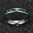 thumbnail image 3 of 4mm Women's Green Tungsten Rings Dome Wedding Band with Malachite Fragments Inlay, 3 of 6