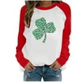 thumbnail image 2 of Clearance EGNMCR Womens 2024 St Patricks Day Shirt Luck Green Shamrockes Irish Shirts Outfits Crewneck Long Sleeve Pullover Sweatshirt Plus Size T Shirts Tops, 2 of 4