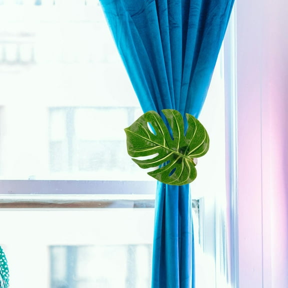 Masteelf Simulated Monstera Leaf Curtain Tieback Holder Set for Nursery and Home Decor