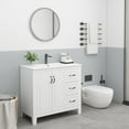 thumbnail image 6 of PULUOMIS 36" Bathroom Vanity with Sink Combo, Single Sink Bathroom Vanity with 3 Drawers and 2 Soft Close Doors, Freestanding Bathroom Vanity with Ceramic Sink, White, 6 of 8