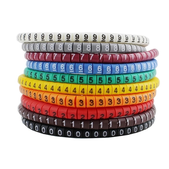 500PCS Cable Marker 0.75/1.5/2.5mm2 Numerals M Type Clip Wire Number Label Colorful Wiring Accessories