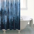 thumbnail image 4 of Blue Misty Forest Shower Curtain Set Ombre Navy Blue White Waterproof Shower Curtains Nature Tree Mountain Woodland Decorative Bathroom Bath Curtain Decor (72'' × 72'', Blue), 4 of 4