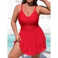 thumbnail image 6 of Asoul Plus Size Swim Dress Swimsuit for Womens Mesh Ruffle One Piece Tummy Control Bathing Suit Front Cross Swim Suits, 6 of 9