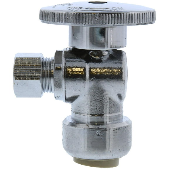 1/2" x 3/8" OD PlumBite Push On Supply Stop, Angle, Lead Free,PartNo C76571LF Jo