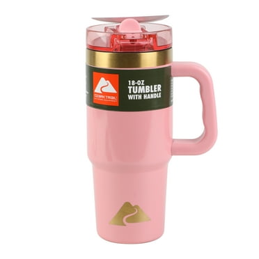 Ozark Trail 18oz Rose Shimmer Stainless Steel Insulated Tumbler with Handle and Flip Straw Lid. Leak Resistant