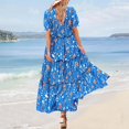 thumbnail image 6 of Ruyang Summer Casual Floral Dresses For Women 2024 Puff Short Sleeve Long Maxi Dress With Pockets Misses Dresses, 6 of 6