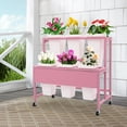 thumbnail image 3 of 2 Tier Flower Cart with Wheels, Rolling Flower Display Stand with 6 Buckets, Flower Bouquet Holder Moving Plant Stand for Living Room Garden Florist Balcony Indoor Outdoor Decor, 3 of 9