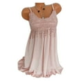 thumbnail image 1 of Women Lace Crochet Stitching Crew Neck Sleeveless Mini Dress, 1 of 3