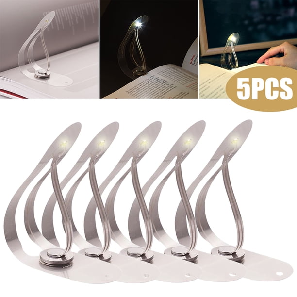 Lámparas LED para Libros Luces Plegables Marcadores Linterna Nocturna Creativa Color Blanco 5 Uds.