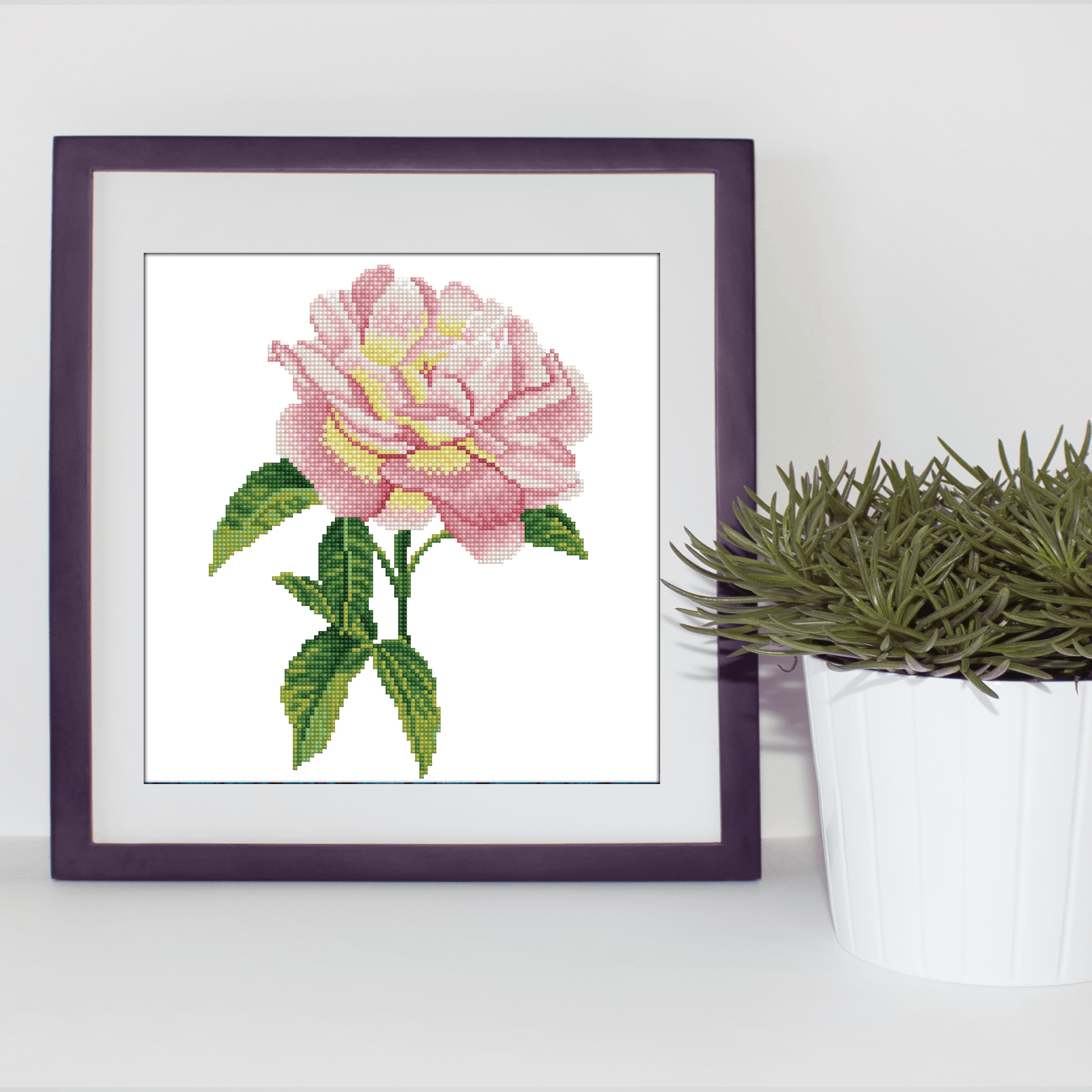 Diamond Dotz Pink Rose with Frame Flower Diamond Painting Kits for Adults - Diamond Art Kits a Relaxing Creative Craft Kit with Dotz Gems 14"x10.9"
