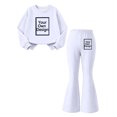 thumbnail image 7 of LvhaoGJOB Little Kids Girls Sweatshirt and Pants Outfit Set, White - graphic print, custom print, 7 of 7