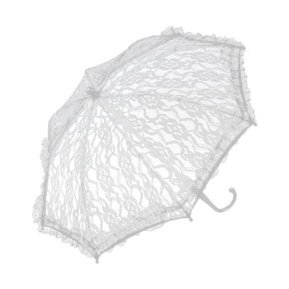 Mini paraguas decorativo de encaje bordado de 50 cm de diámetro, elegante para fiestas de bodas. Blanco