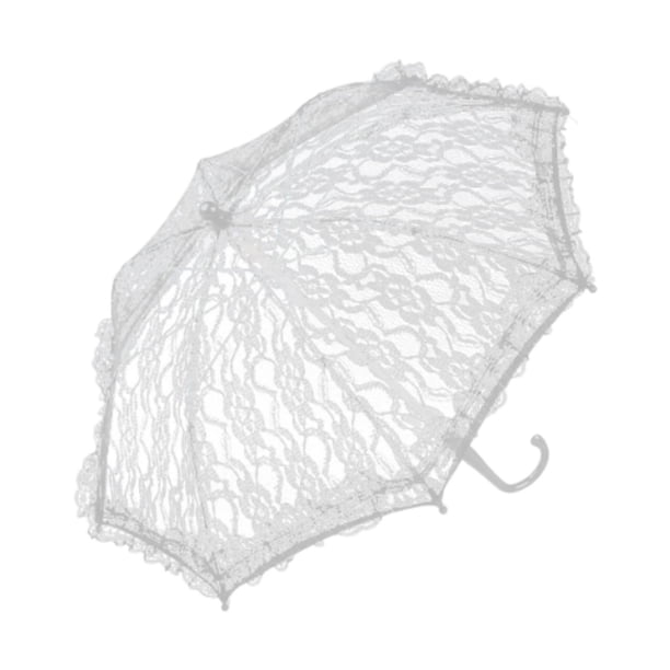 Mini paraguas decorativo de encaje bordado de 50 cm de diámetro, elegante para fiestas de bodas. Blanco