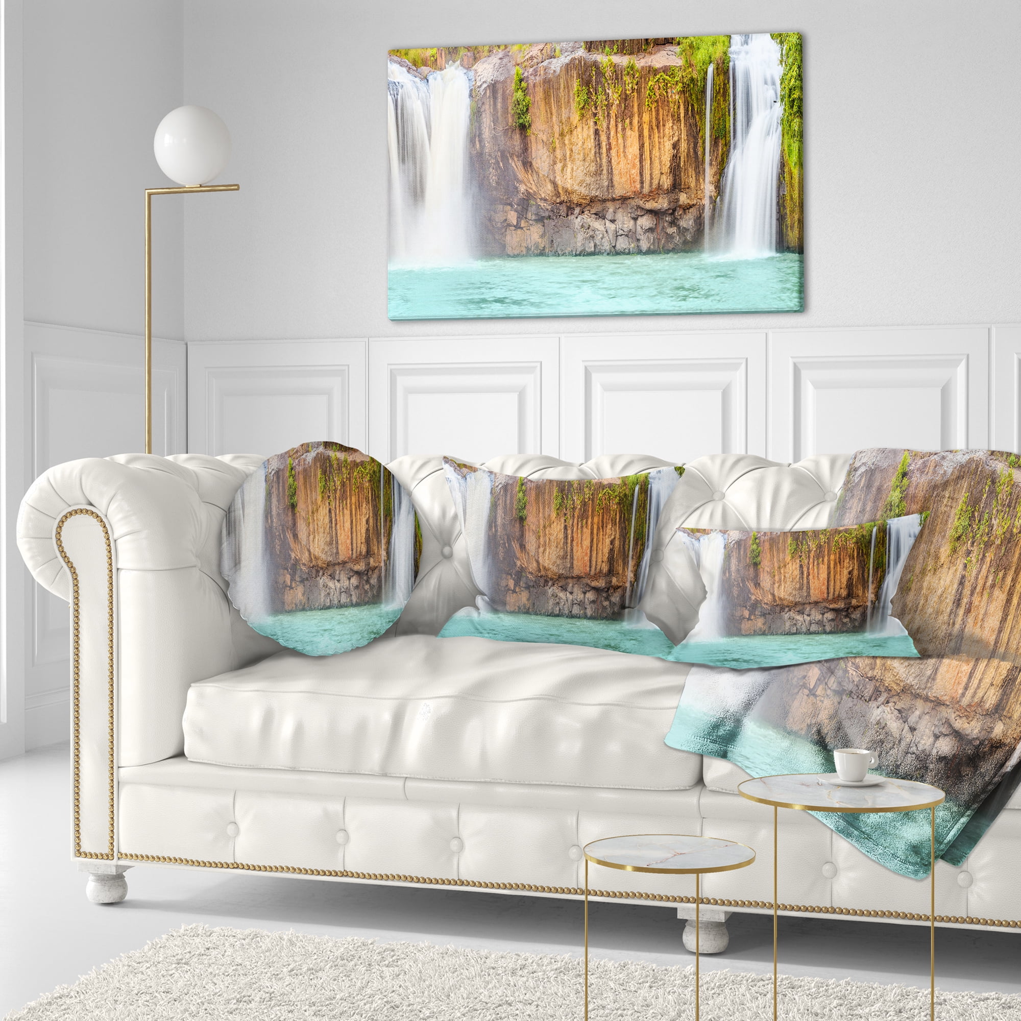 Designart Dry Sap Waterfall - Photography Throw Pillow - 12x20