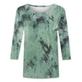 thumbnail image 4 of Jusqu'à 30 % de Réduction DYTTDG T-shirt Grande Taille pour Femmes Manches 3/4 Hauts Imprimés Col Rond Blouse Décontractée Ample Hauts pour Femmes, 4 of 5