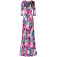 thumbnail image 1 of Bon Rosy, Women's, 3/4 Sleeve V-Neck Printed Maxi Faux Wrap Dress, Fuchsia, L, 1 of 2