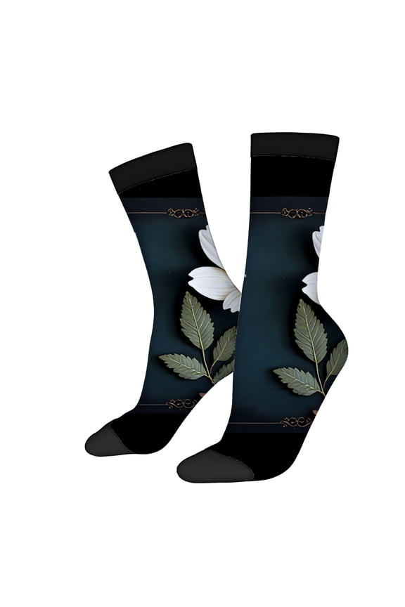 Four Seasons Universal Socks (2 Pairs) - Trendy Unisex Mixed Color Design with Dark Blue Black Toe Orange Stitching for Comfort & Support