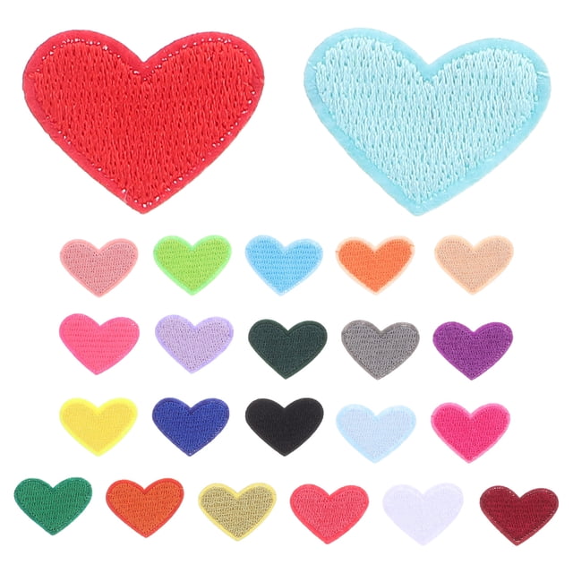 93 parches de corazón: apliques bordados termoadhesivos para reparar ropa. Parches decorativos de San Valentín para chaquetas, mochilas y vaqueros.