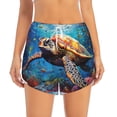 thumbnail image 2 of Salouo Colorful Underwater Sea Turtle Print Women's 2 in 1 Running Shorts Double-Layer Shorts Athletic Workout Gym Yoga Shorts Running Shorts for Women-Small, 2 of 7