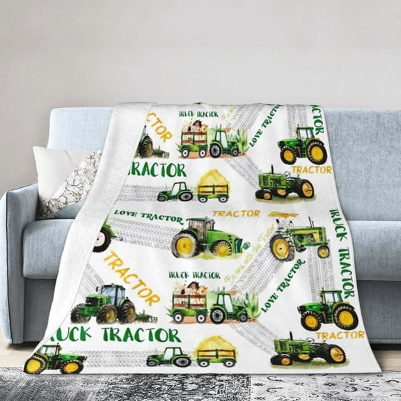 Wijzvio Truck Tractor Throw Blanket Soft Fuzzy Fleece Blanket For Couch Bed Living Room Decoration 40"X30"