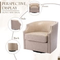 thumbnail image 4 of Muumblus Leather Swivel Accent Barrel Chair for Living Room, Mid Century Glider Rocker, Club Chair Comfy Reading Round Armchair with Copper Nail Design, Beige, 4 of 12