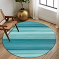 thumbnail image 3 of Teal Turquoise Aqua Ombre Large Area Rugs for Bedroom Living Room, Soft Non Slip Carpet Bedside Rug, Contemporary Abstract Lines Round Floor Cover Kitchen Accent Rug 6' for Dining Room/Office, 3 of 9