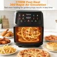 thumbnail image 3 of Bluebow Air Fryer, 7.5 Quart Large Capacity, 8-in-1 Multifunctional Cooker with Digital Touchscreen, Easy-View Window, Non-Stick Basket, Black, 3 of 7