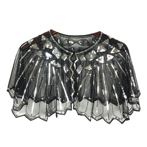 Elegant Women's Sequin Clash Cape – Vintage Mesh Shawl Wrap for Evening Dresses, Parties, Banquets & Carnival Dances