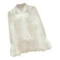 thumbnail image 1 of Gibobby Blusas Termicas Dama Manga sólido largo tops encaje v-cuello casual floral mujeres camisas blusa de mujer（Blanco， S), 1 of 5