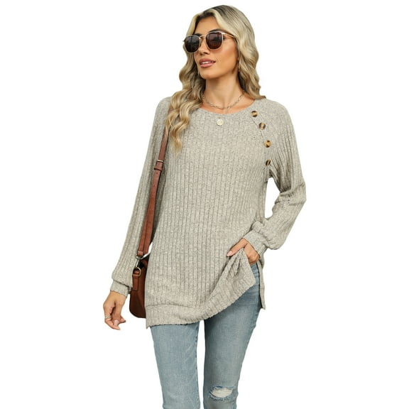 LYMAYTER Womens Knit Cardigan Female Long Sleeve Casual Tees Shirt Fall Winter Solid Color Bottoming Sweater S-2XL
