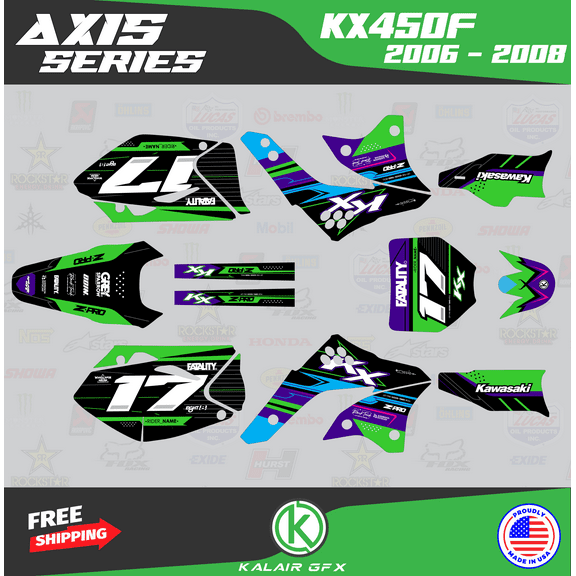 Kalair GFX Graphics Kit for Kawasaki KX450F (2006-2008) Axis Series