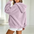 thumbnail image 7 of PRINxy Women's Cozy Sherpa Long Sleeve Hooded Full Zip Jacket with Drawstring and Side Pockets for Fall Winter Casual Purple XL, 7 of 7
