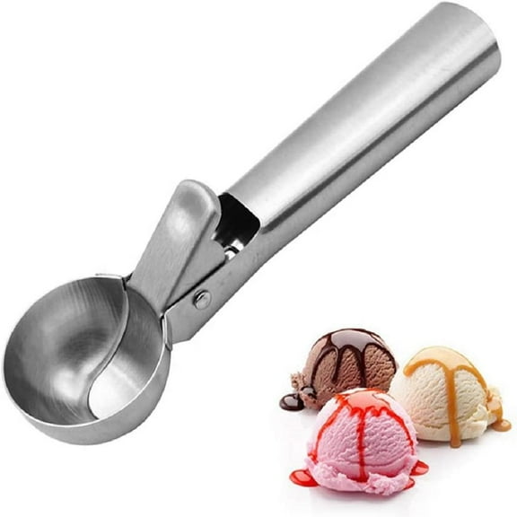 2 PACK Stainless Steel Ice Cream Scoop, Cookie Dough Scooper with Trigger Release, Scoop for Baking Kitchen, Melon Baller for Kids Children Adults, Perfect for Frozen Gelatos Sundaes Yogurt