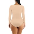 thumbnail image 2 of UAYOTSE Long Sleeve Bodysuit for Women Turtleneck Casual Basic Stretchy Body Suits Tops,XL Khaki, 2 of 6