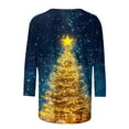 thumbnail image 3 of Oplxuo Christmas Shirts for Women 2025 Fashion 3/4 Length Sleeve Crew Neck Tunic Tops Casual Xmas Tree Red Wine Glass Print Blouse, 3 of 4