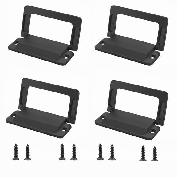 Sekonow 4Pcs Flush Ring Pull Cabinet Handles, Hidden Recessed Foldable Drawer Pulls, Zinc Alloy Low Profile Furniture Door Pulls for Cupboard Wardrobe, Matte Black