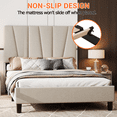 thumbnail image 5 of Eastvita Twin/King Size Platform Bed Frame, Linen Upholstered Bed Frame with Headboard, Modern Mattress Foundation with Wooden Slats Supports, No Box Spring Needed, 5 of 7