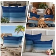 thumbnail image 5 of Navy Blue Ombre Outdoor Waterproof Pillow Covers, Modern Abstract Art Blue White Striped Decorative Square Throw Pillowcase Sofa Cushion Sham for Patio/Couch/Chair, 26"x26" 2 Pack, 5 of 8