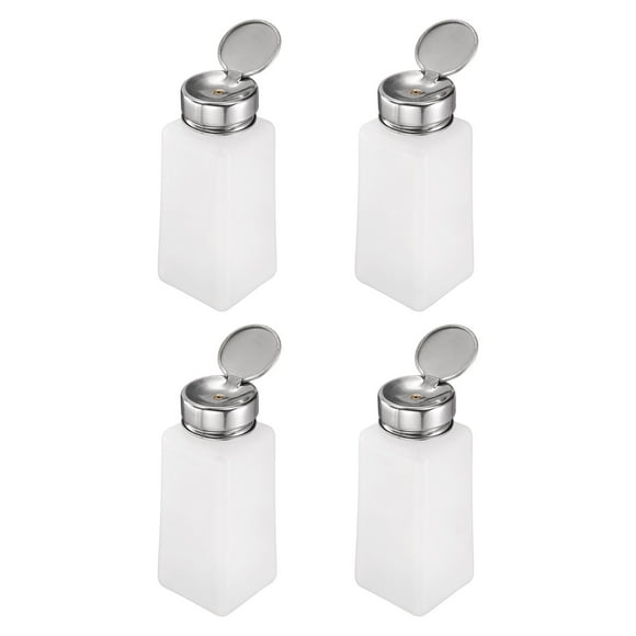 Distributeur de Solvant et d'Alcool 4 Pcs 250ml(8.5oz) Dissolvant de Vernis à Ongles, Bouteille Pompe à Pression pour Dissolvant de Liquide avec Tête de Pression en Acier Inoxydable pour Nettoyant à l'Acétone, Blanc
