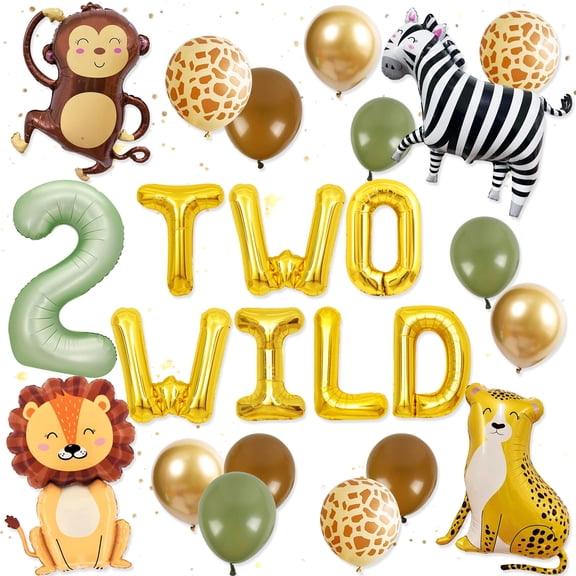 TWOWILD Jungle Theme Party Decorations - Animal & Safari Balloon Set for Birthday & Outdoor Gatherings